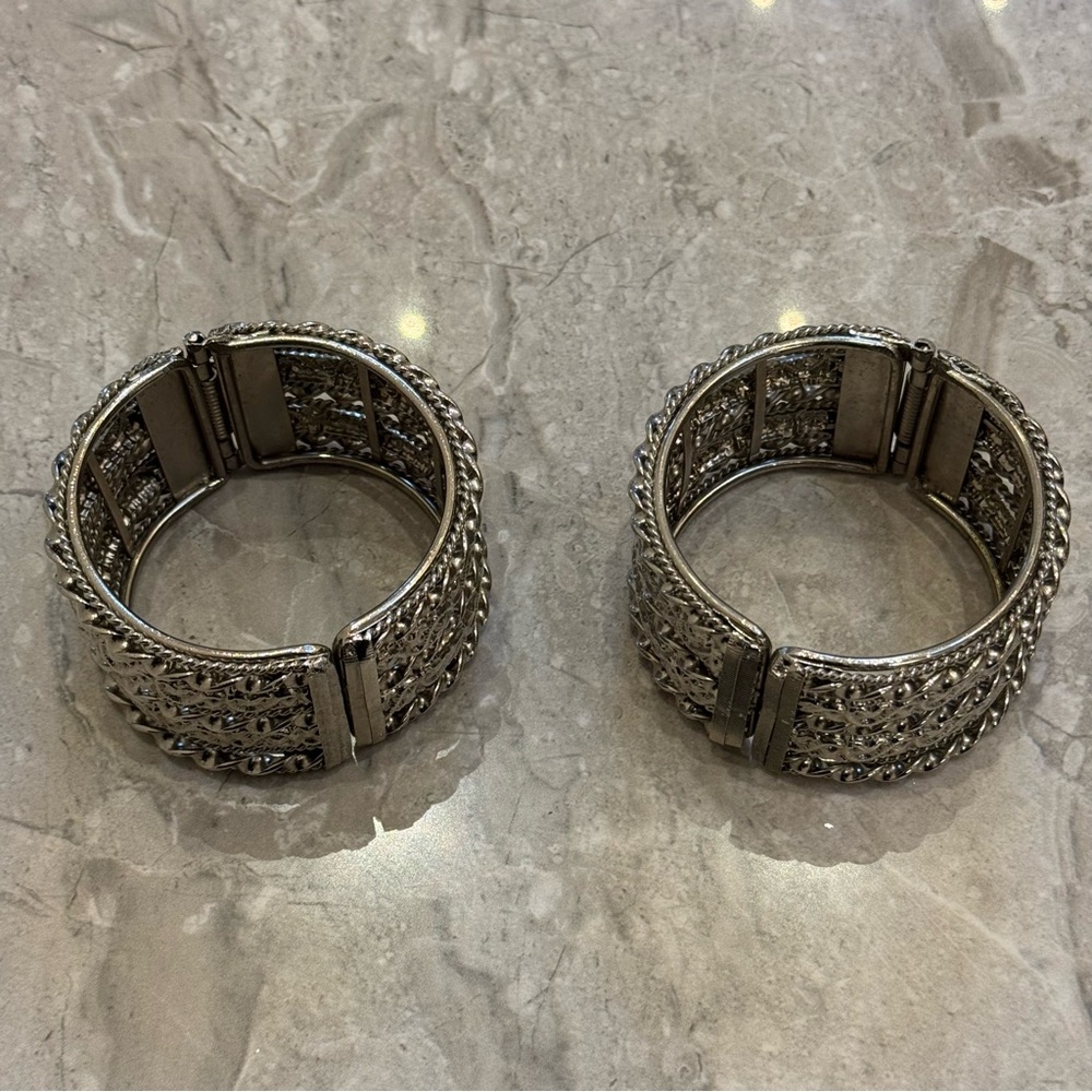 Silver Textured Cuff Bracelets - Picture 2 of 3